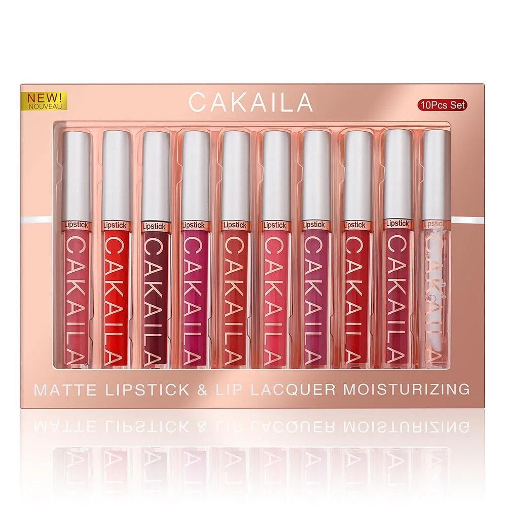10pcs/set Of Matte Hydrating Lip Gloss Glitter Non-stick Cup