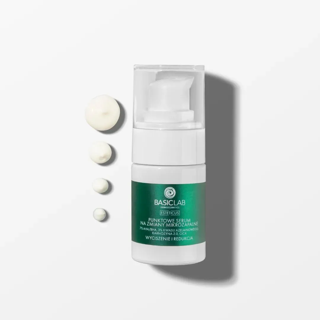 BasicLab Spot Serum for Micro-Inflamatory Spots with 7% AHA/BHA, 3% Azelaic Acid & Lactoferrin 15ml