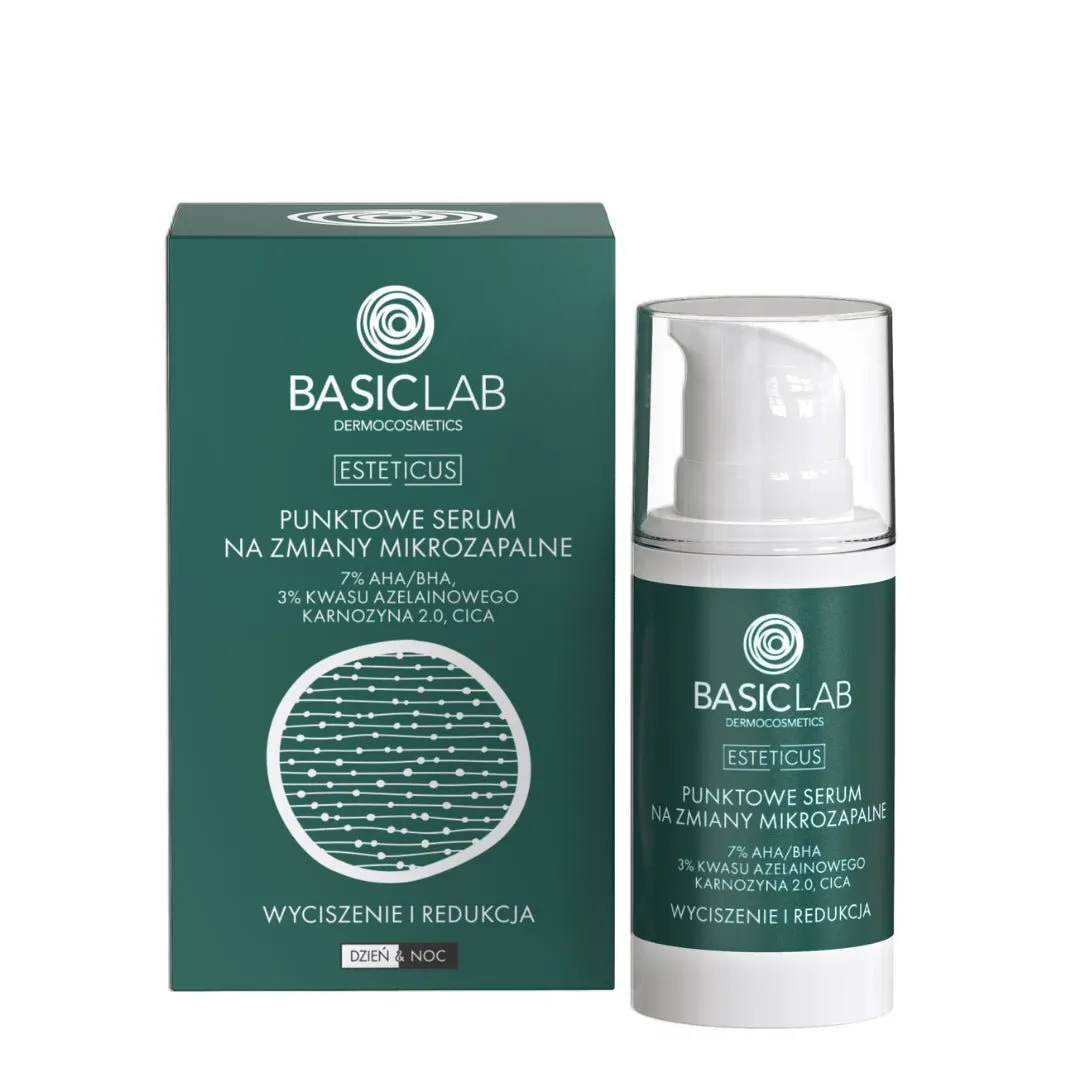 BasicLab Spot Serum for Micro-Inflamatory Spots with 7% AHA/BHA, 3% Azelaic Acid & Lactoferrin 15ml