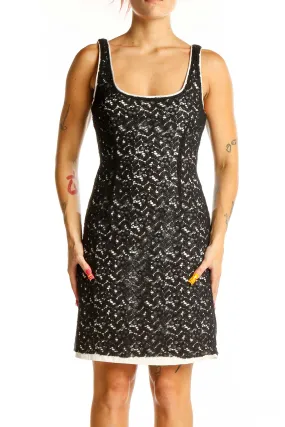Black Lace Overlay Sleeveless Cocktail Dress