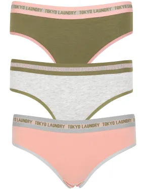 Feverfew (3 Pack) Assorted Briefs In Khaki/ Light Grey Marl/ Blush - Tokyo Laundry
