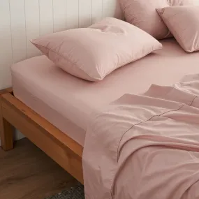 Leo Washed Cotton - Blush Bed Sheets