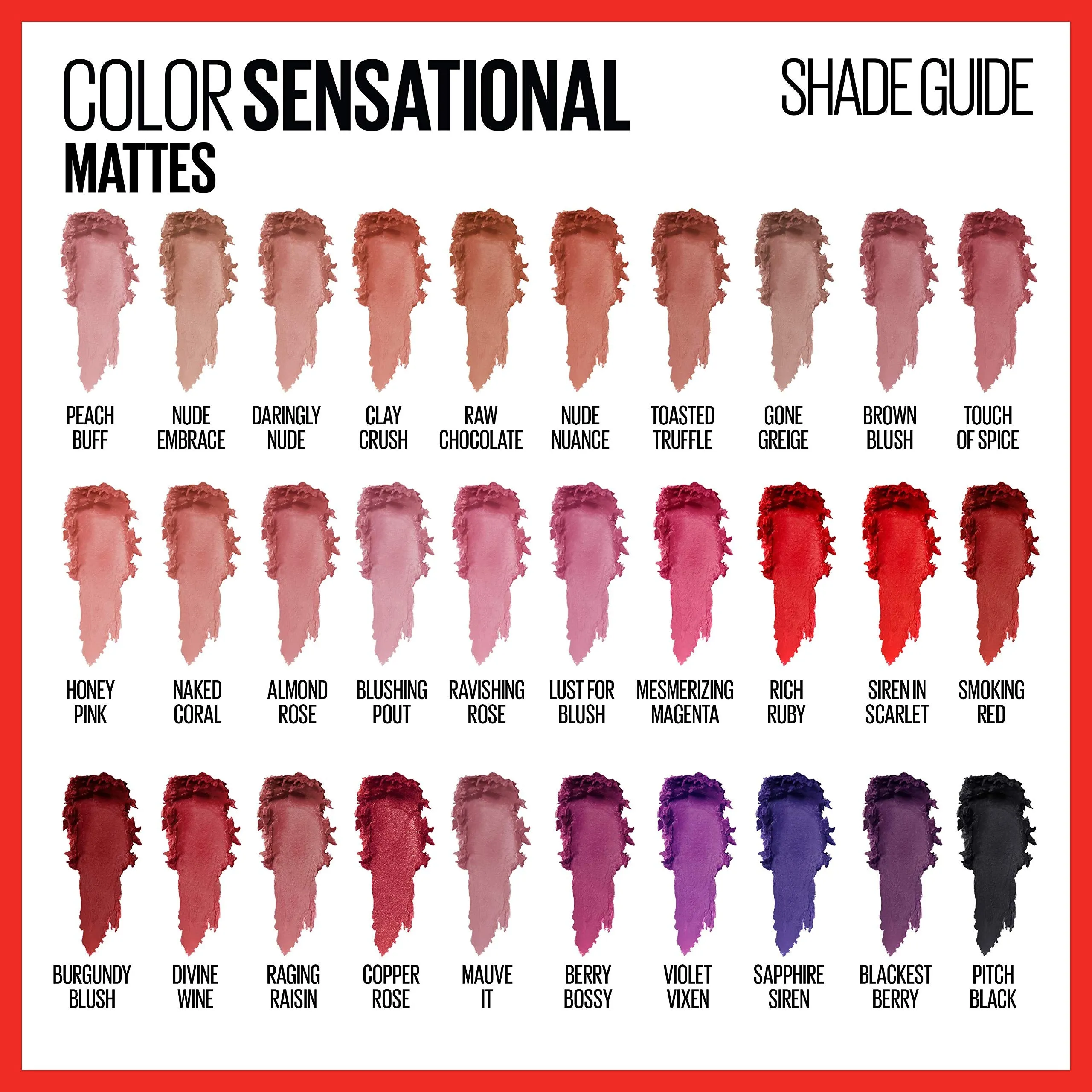 Maybelline Color Sensational Lipstick, Lip Makeup, Matte Finish, Hydrating Lipstick, Nude, Pink, Red, Plum Lip Color, Touch Of Spice, 0.15 oz; (Packaging May Vary)