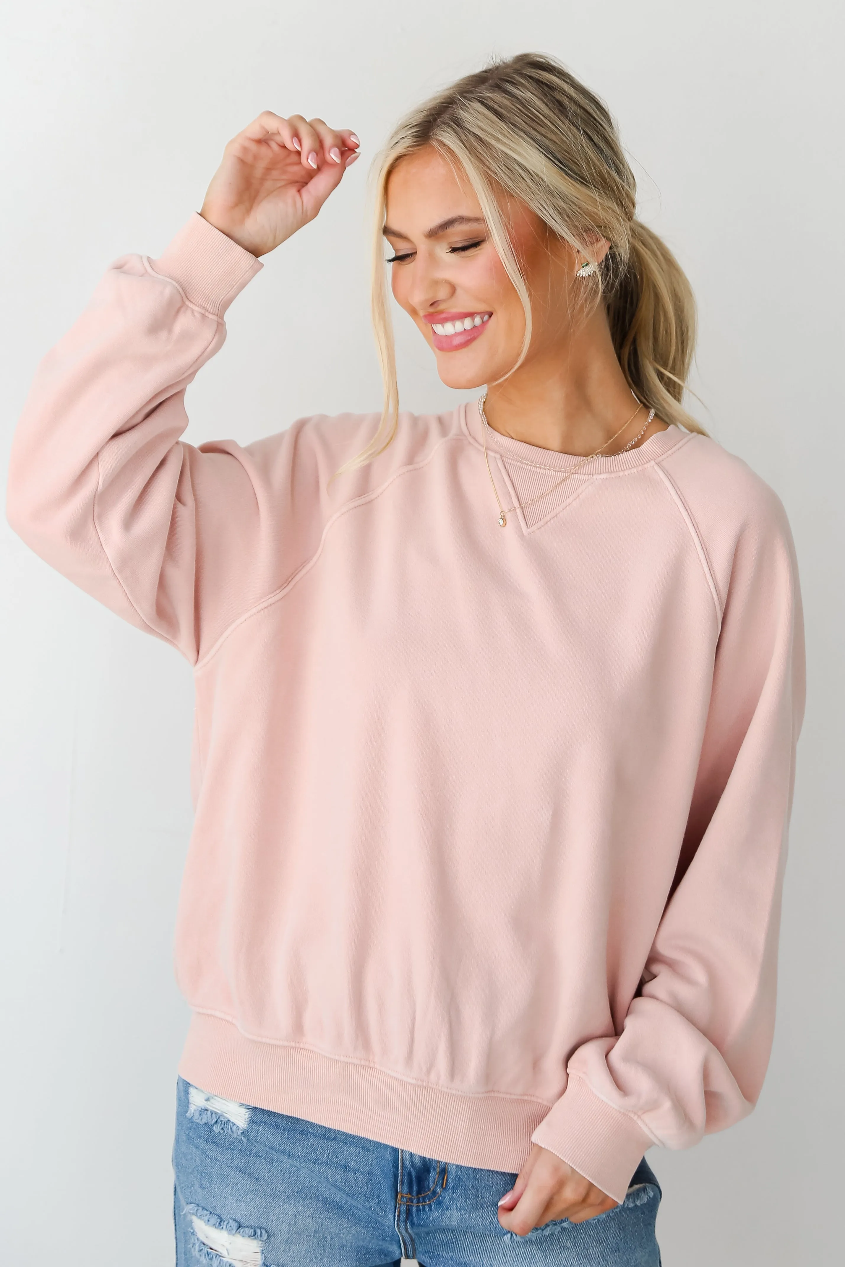 Meredith Blush Fleece Sweatshirt - DU DEAL
