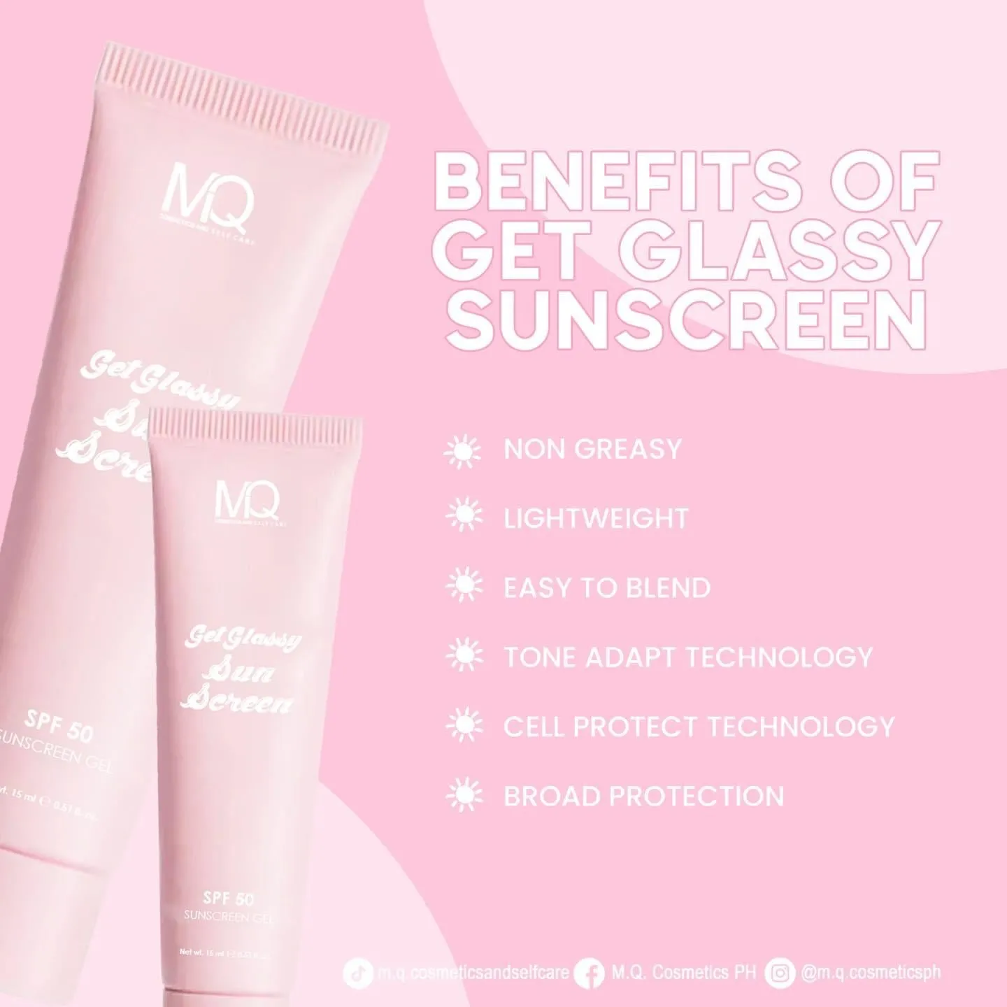 MQ Cosmetics- Get Glassy Sunscreen SPF 50 - 50ml