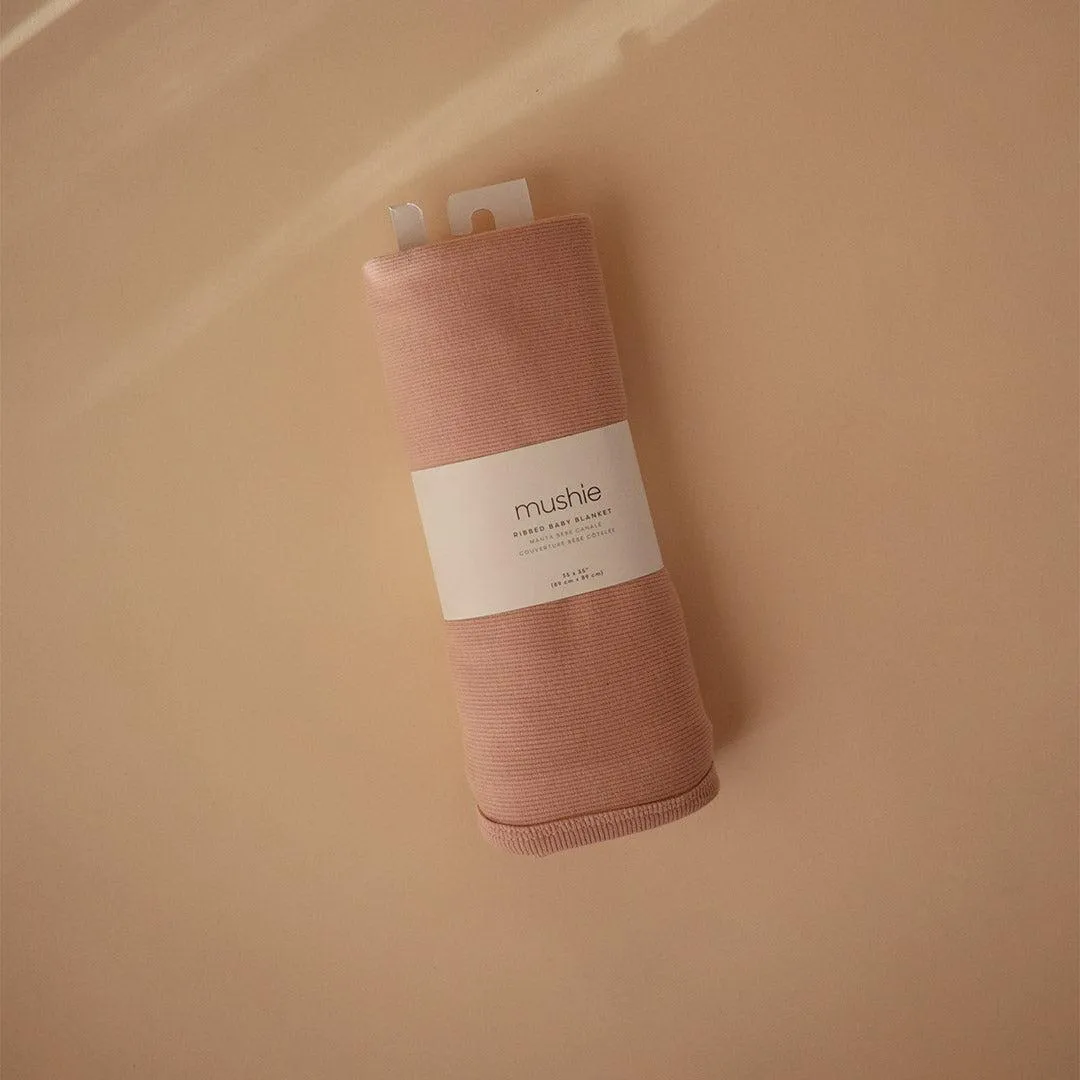 Mushie Ribbed Baby Blanket  - Blush