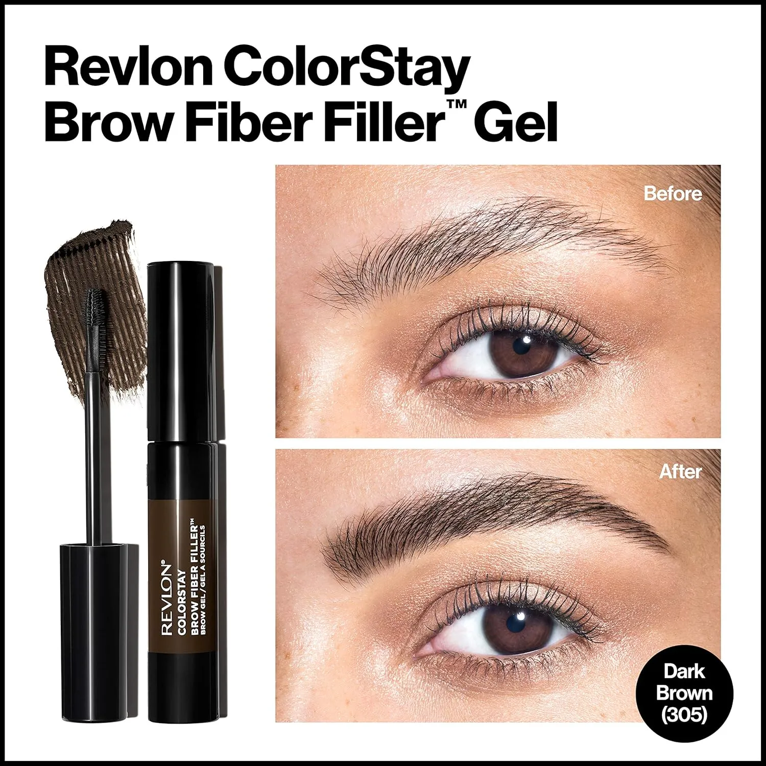 Revlon ColorStay Brow Fiber Filler, Longwearing & Volumizing Waterproof Eyebrow,