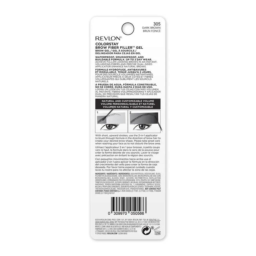 Revlon ColorStay Brow Fiber Filler, Longwearing & Volumizing Waterproof Eyebrow,