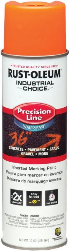 Rust-Oleum 203036 Inverted Marking Spray Paint, Fluorescent Orange, 17 oz, Can :CAN: QUANTITY: 1