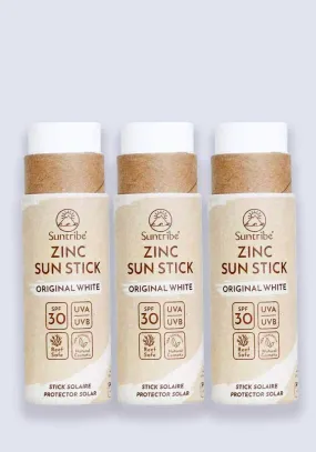 Suntribe Natural Mineral Zinc Sun Stick Original White SPF 50 30g - 3 Pack Saver